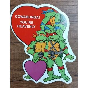 Vintage TMNT 1990 Mirage Studios Valentine's Day Decorating Sign Cowabunga